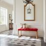 Red Velvet Tufted Wooden Bench 100x40cm Image 3