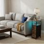Bedside Table Set of 2, Narrow Side Table with Charging Station Image 7