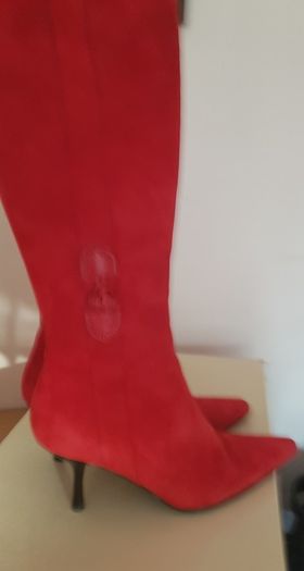 Red Suede Ladies Leather Boots