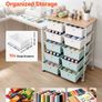 Rolling Cart with Drawers, Double Row 10 Drawer Storage Organizer, Mobile Utility Cart, Wood Top, Steel Frame Image 2