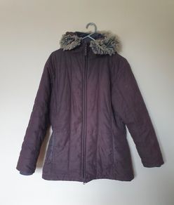 columbia Ladies jacket size large 21 " ptp brown fur hood 80%acrylic