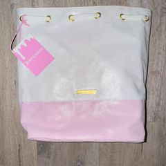 Juicy Couture White and Pink Drawstring Backpack