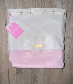 Juicy Couture White and Pink Drawstring Backpack