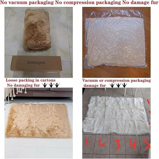 Faux Fur Sheepskin Rug, Beige, 2x6 ft | Super Soft Fluffy, High-Density Cushion, Bedroom Floor Sofa Living Room Runner, Plush Carpet, Sofa Cover Bedside