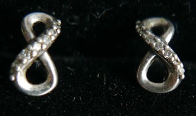 Pandora 925 Sterling Silver Sparkling Infinity Stud Earrings