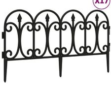 Lawn Edgings 17 pcs Black 10 m PP