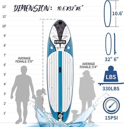 FREE EXPRESS SHIPPING Inflatable Stand Up Paddle Board, 10ft Paddle Boards for Adults with Premium SUP Paddleboard Accessories & Backpack, Wide Stable Design, Non-Slip Comfort Deck for Beginners & Experts
