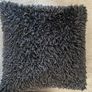 Two Black shaggy chenille cushions Image 2