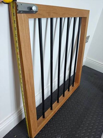Oak and black metal stair gate