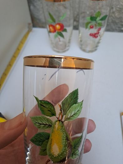 Vintage gold rimmed fruit tumblers