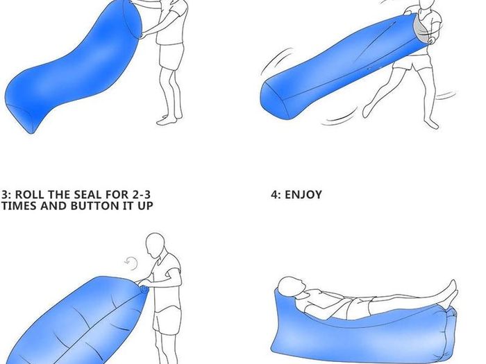 Inflatable lounger, 2019 New Waterproof inflatable Sofa with Storage Bag Air Sofa lounger Hammock with Headrest Inflatable Couch fit for Travelling,Camping,Pool and Beach (Blue)
