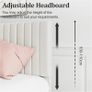 4ft6 Double Bed Frame, Upholstered Platform Bed with Adjustable Velvet Headboard, Sturdy Wooden Slats, Silent Design, No Spring Mattress Required, Easy Assembly, Beige Image 6