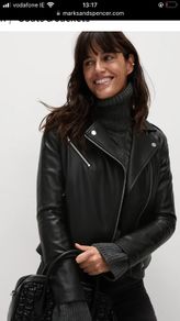 M&S Faux Leather Biker Jacket Size 14