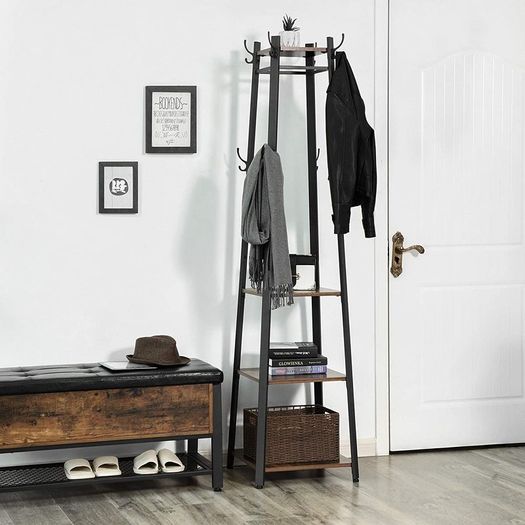 Coat Stand Coat Rack with 3 Shelves Hooks - Free Delivery Nationwide