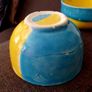 Handmade Studio Pottery Bowl & Dish Set - Turquoise & Yellow Image 6