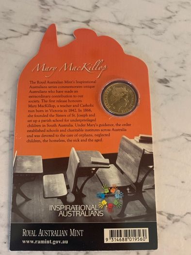 2008 One Dollar Carded Unc Coin Mary MacKillop