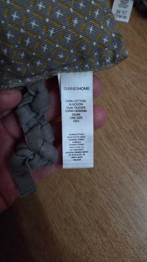Set of 5 Grey & Yellow Geometric Chair Cushions / Pads with Ties
