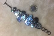 Vintage antique abalone sterling silver bracelet