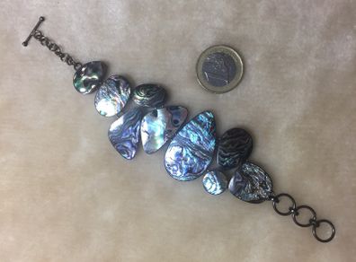 Vintage antique abalone sterling silver bracelet