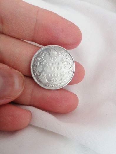 1921 Canada Silver 25 Cents Coin