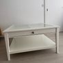 Modern White Coffee Table with Glass Top & Storage Drawer Image 3