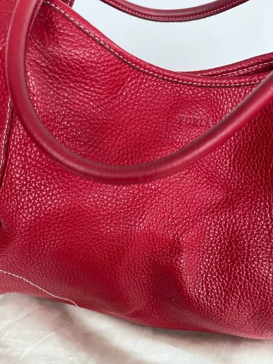 Furla Red Pebbled Leather Tote Bag