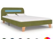 Bed Frame with LED Green Fabric 120x190 cm
