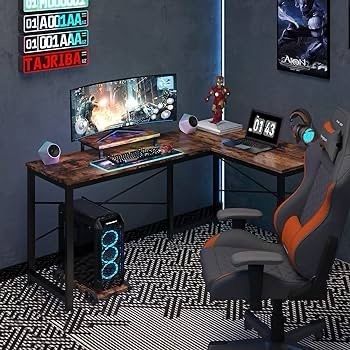 SALE | Computer Desk, L Shaped Desk with Large Desktop, Corner Gaming Desk with CPU & Monitor Stand PC Laptop Table Home Office Workstation