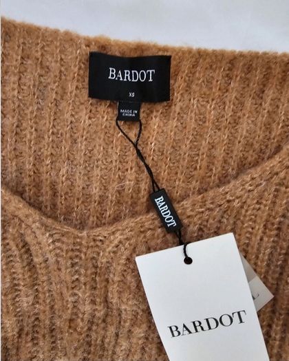 Bardot Brown Knit Cutout Midi Dress RRP 120E