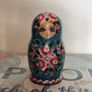 Vintage Hand-Painted Matryoshka Nesting Dolls - Teal & Floral (Set of 5) Image 3