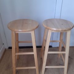 Pair of Stools, Matching Set of 2 Wooden Stools