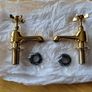 NEW Vintage Golden Brass Bathroom Sink Taps Image 2