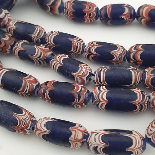Antique Venetian Style Blue Trade Glass Beads Necklace Strands