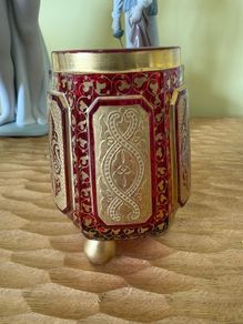 vintage ruby red glass vase.
