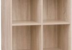 _Wooden Bookcase, 4 Tier Shelf, 8 Compartments, Wardrobe, Closet, Home, Office, Light Oak Colour