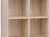_Wooden Bookcase, 4 Tier Shelf, 8 Compartments, Wardrobe, Closet, Home, Office, Light Oak Colour