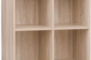 _Wooden Bookcase, 4 Tier Shelf, 8 Compartments, Wardrobe, Closet, Home, Office, Light Oak Colour