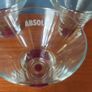 Fabulous Set of Three Vintage Rare Collectable Absolut Vodka "Absolutini" Cocktail/Martini Glasses with Burgundy Base Inserts, Excellent Condition Image 4