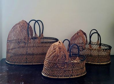Vintage graduated trio of bassinet baskets