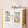 _Bathroom Cabinet Sideboard Storage Cabinet Adjustable Shelf Steel Frame Living Room Kitchen White Gold Image 5