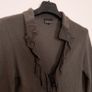 Antwerp Khaki Grey Ruffle Edge Long Sleeve Cardigan Bolero 100% Wool Knit Top Size L Image 7