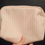 Lancome Makeup Cosmetic Pink and White Stripe Bag Image 2