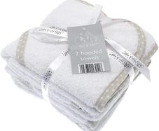 2 Soft White Elli and Raff Baby Hooded Bath Time Towel 100% cotton Baby Gift MULTIPLE COLOURS AVAILABLE (FREE POSTAGE)