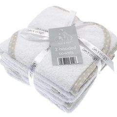 2 Soft White Elli and Raff Baby Hooded Bath Time Towel 100% cotton Baby Gift MULTIPLE COLOURS AVAILABLE (FREE POSTAGE)