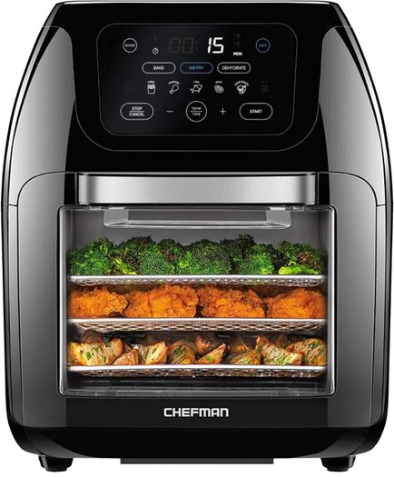 Multifunctional Digital Air Fryer+ Rotisserie, Dehydrator, Convection Oven, 17 Touch-screen Presets, Fry, Roast, Dehydrate & Bake, Auto Shutoff, Accessories Included, XL 10L Family Size, Black (FREE POSTAGE)