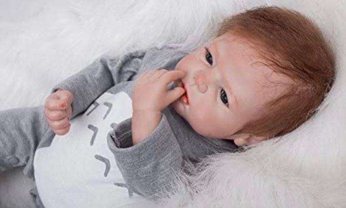 Reborn Baby Boy Dolls 22 Inch/55cm Reborn Toddler Doll Soft Vinyl Silicone Real Life Like Looking Newborn Dolls Magnet Pacifier Birthday Gifts Toys (FREE POSTAGE)