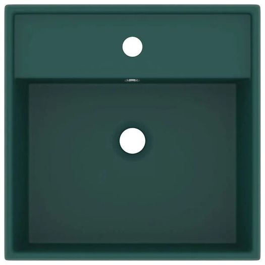 Luxury Basin Overflow Square Matt Dark Green 41x41 cm Ceramic