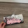 Silver and Pink Sequence Clutch Bag Image 2