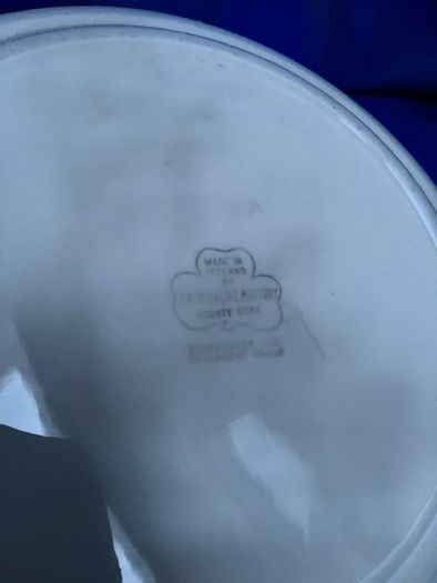 blue and white Carrigaline Pottery plate