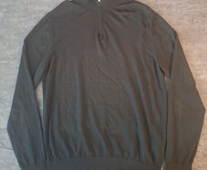 Reiss Men's XL 1/4 Zip Sweater Jumper Charcoal Grey 100% Extra Fine Merino Wool